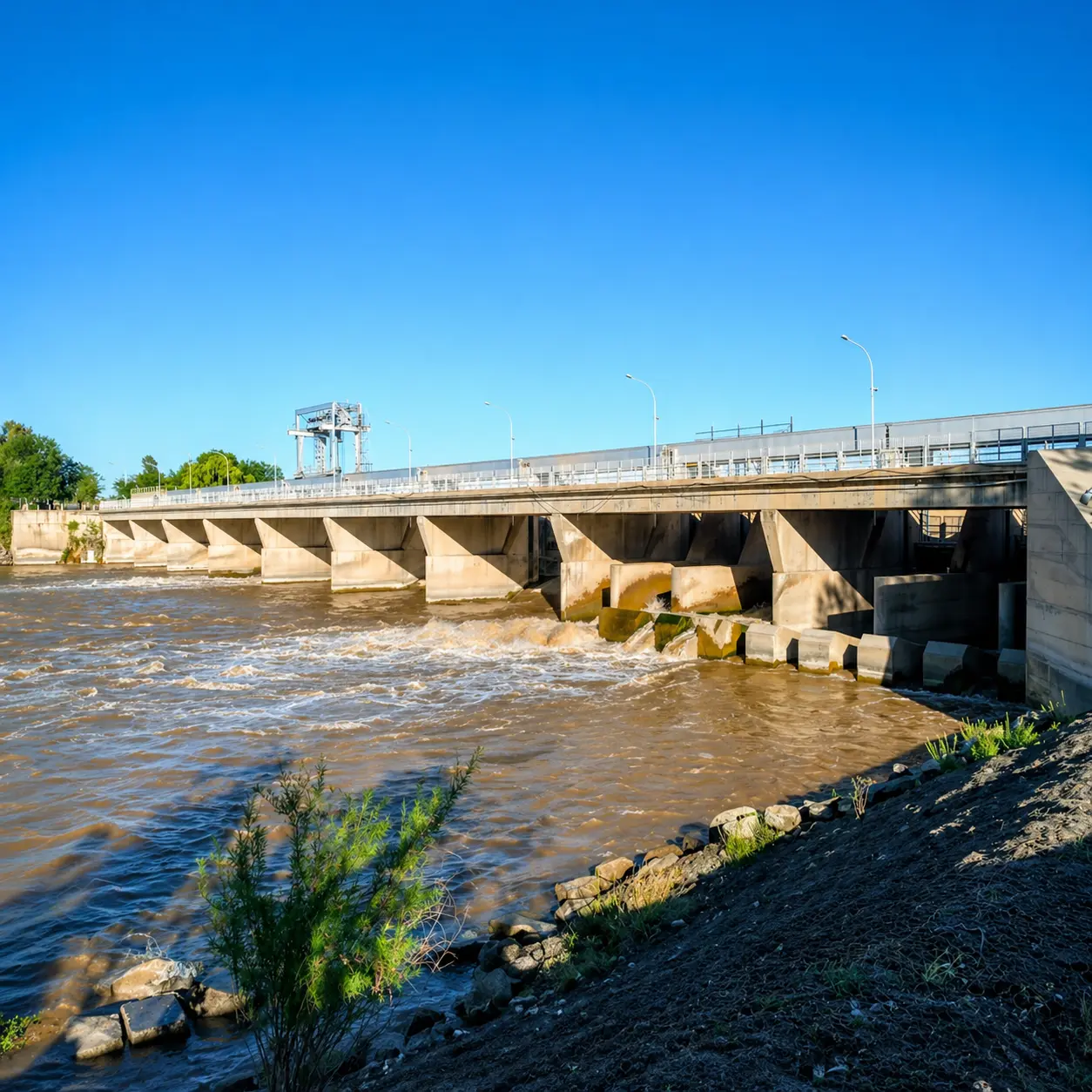 Puente sobre el río Colorado en Colonia 25 de Mayo